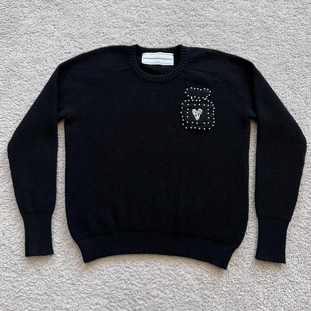 Michaela Buerger Paris Beaded Perfume Cashmere Sweater Womens S Black Italy